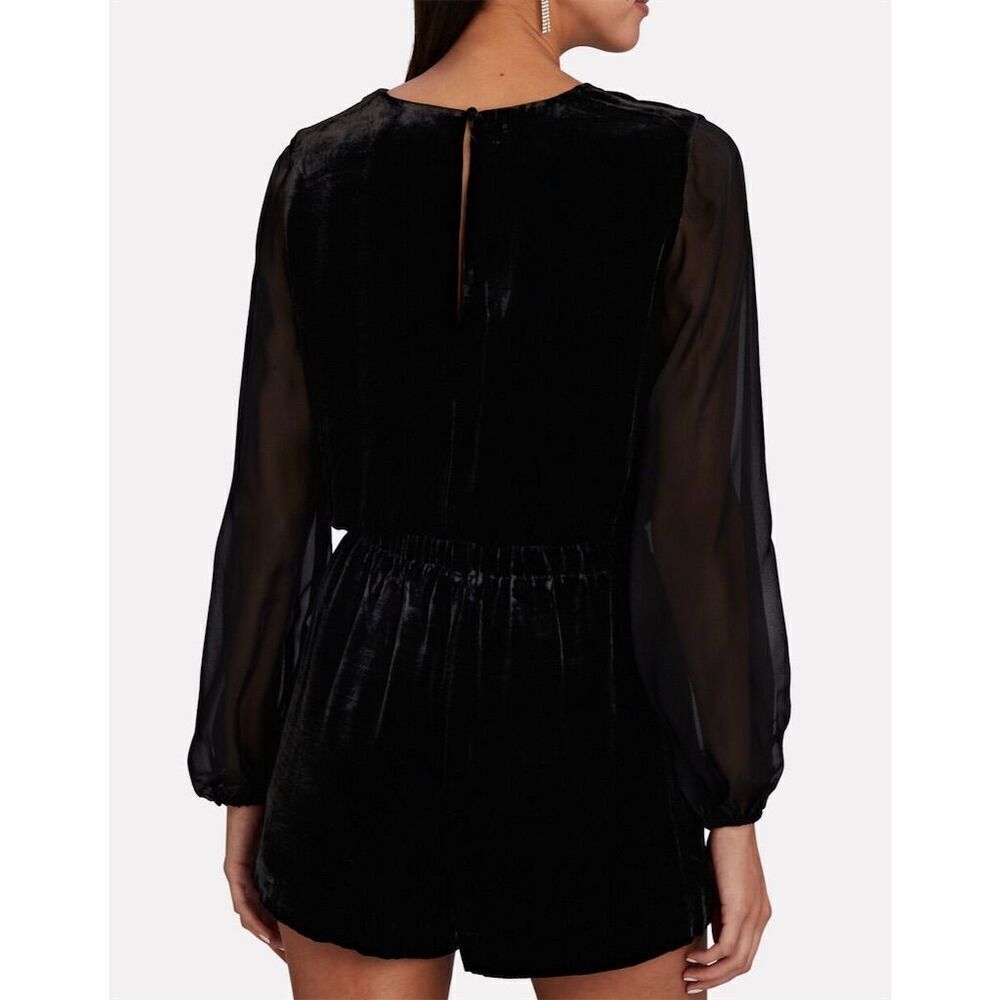 Intermix Women's Black Velvet Wrap Front Romper Size 10 Party/Cocktail - Picture 2 of 6